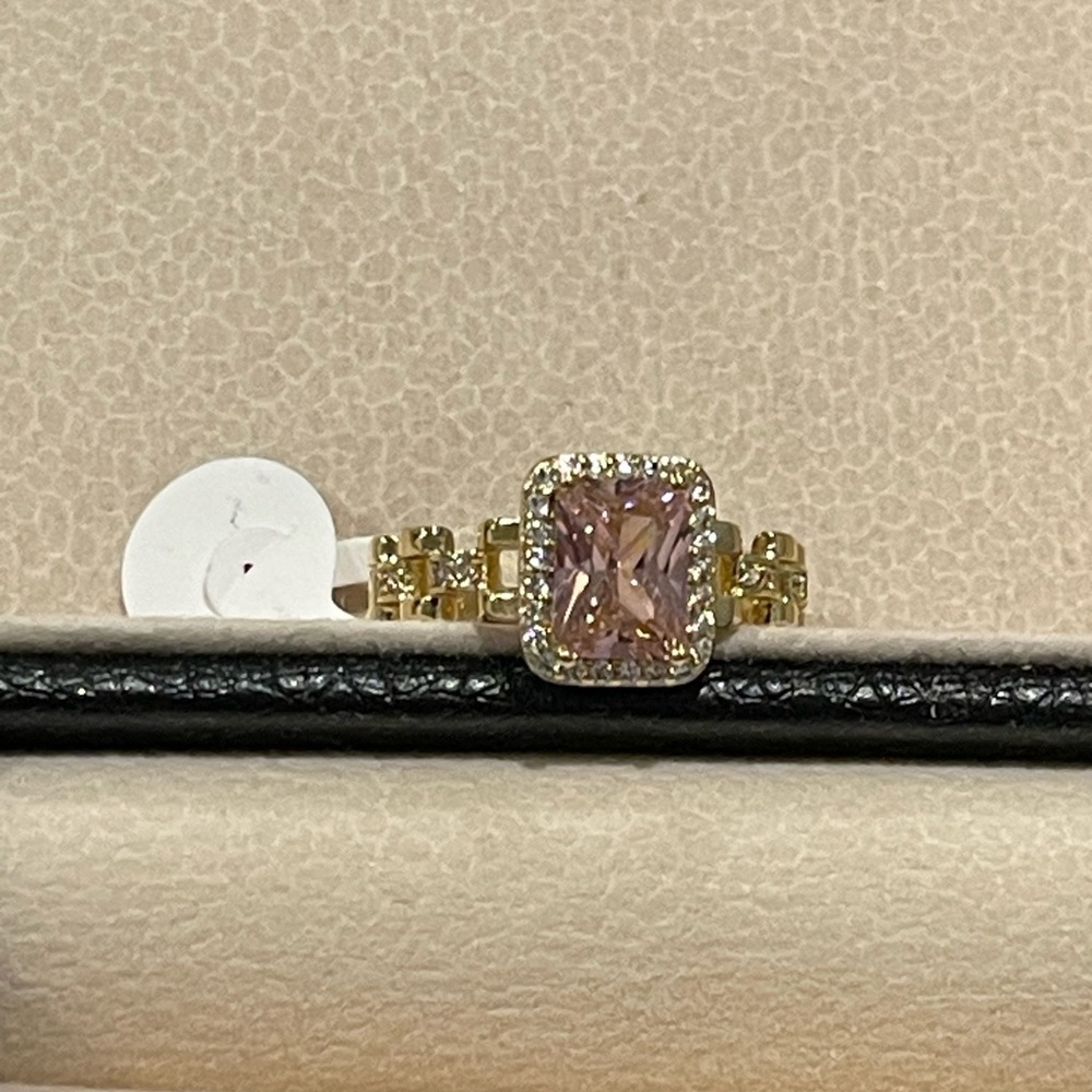 Elegant 14k Gold Plated and Pink Stone Ring - Picture 2 of 4